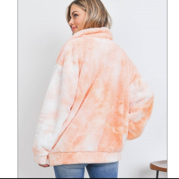 Nwt's Lux Storia Tyedye Faux Fur Zip up Jacket with Pockets - Picture 7 of 16